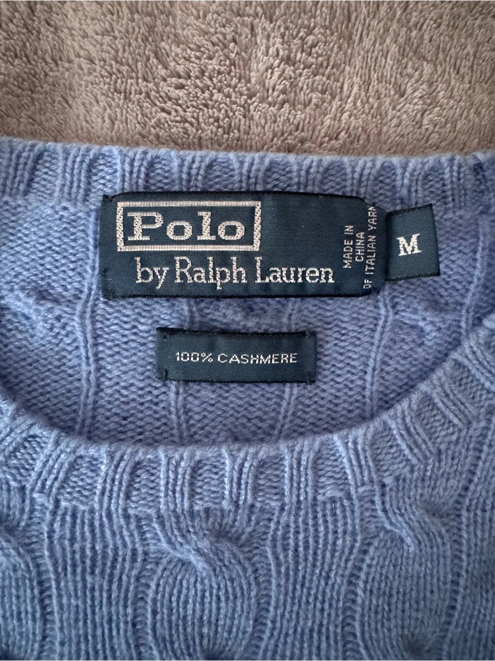 Polo by Ralph Lauren Pastel Blue Cable Knit Crewneck Sweater